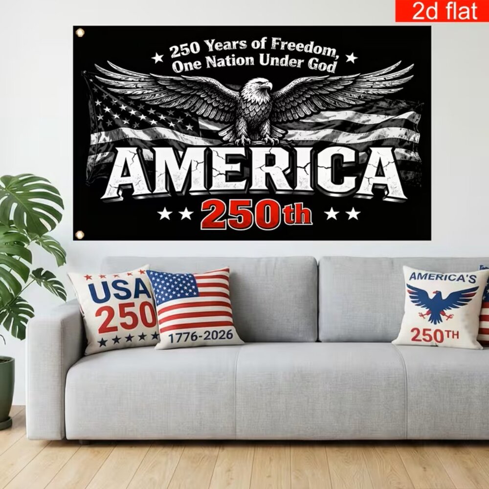 #98 1pc, Black and White Retro Crack Vintage Style American 250years